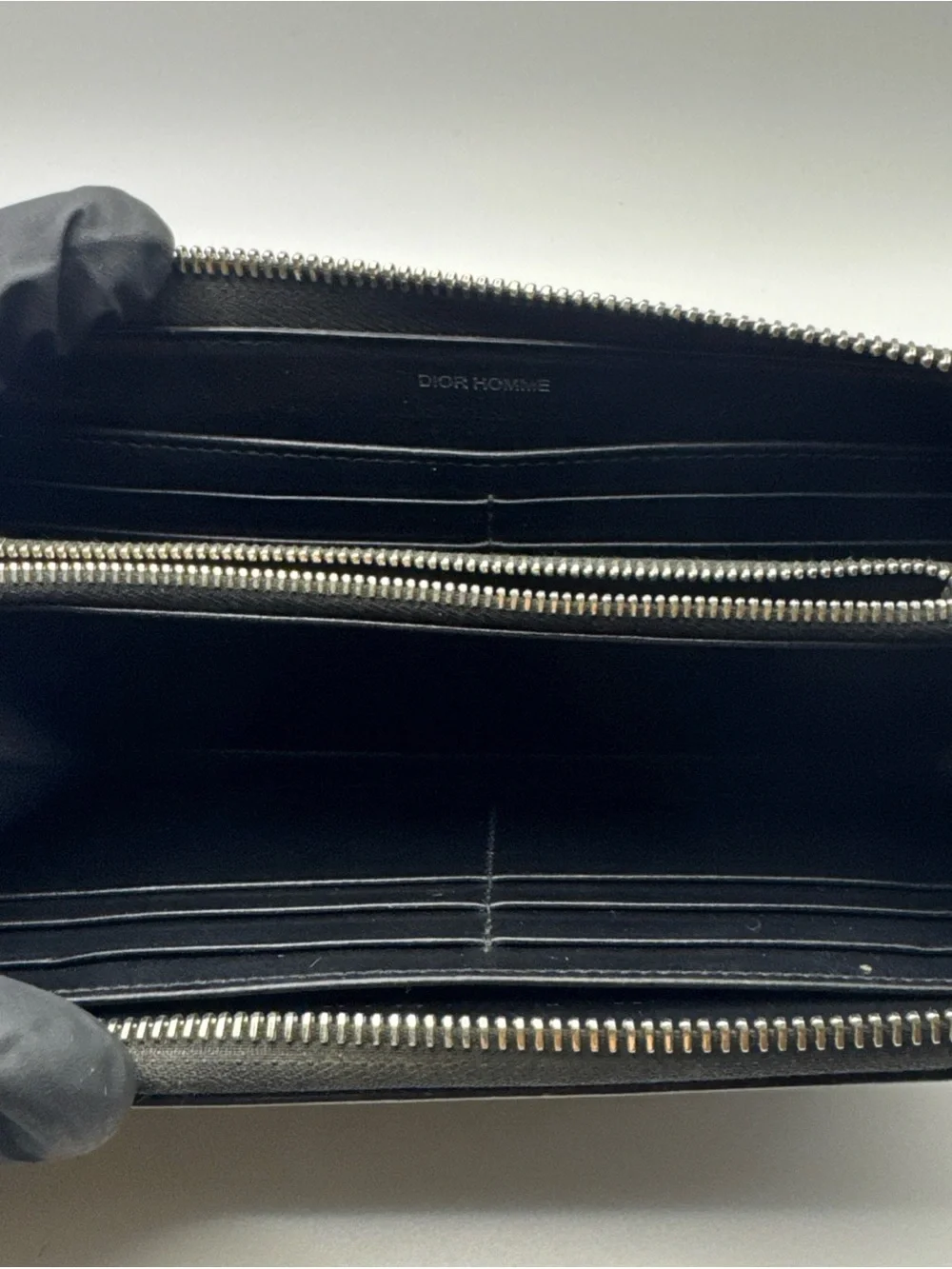 Authentic DIOR HOMME Black Leather Zip Around Long Wallet Made In Italy